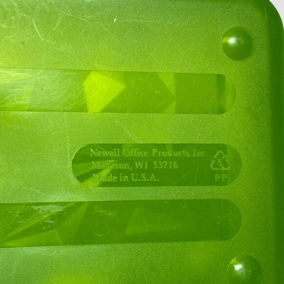 Green Thingamabox Pencil School Box Geometric Texture Lid USA Made - Picture 11 of 14